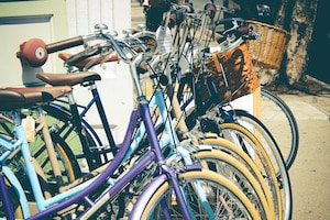 Cruiser Bicycles on rack