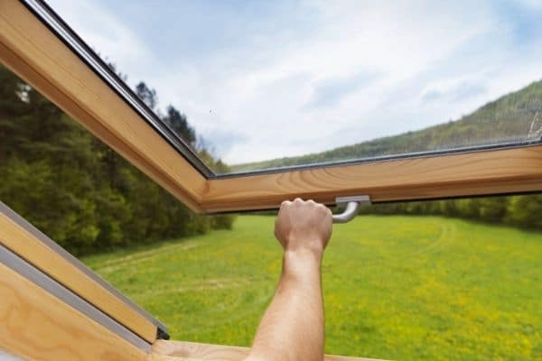 Open skylight window improves indoor air quality