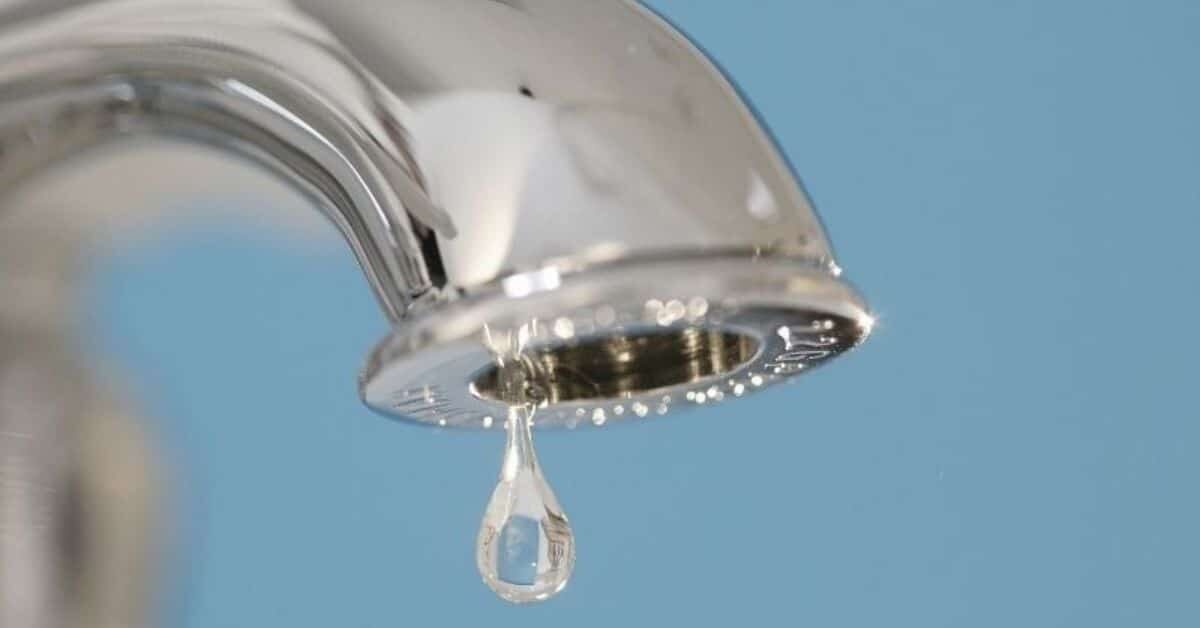 Water drop falling from facuet