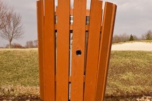 Orange Wooden Outdoor trash can